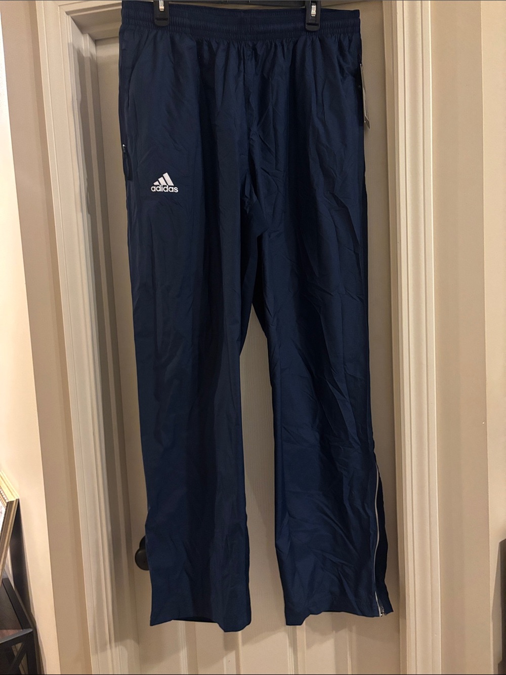 Adidas Men’s Navy Blue Track Pants with White Logo NWT size XLT